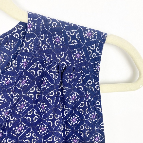 Joie Finnegan Silk Button Front Tank Top Blouse Navy Blue Floral Womens Small - Picture 3 of 5